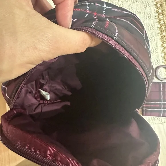 Victoria's Secret Plaid Backpack - Burgundy and Black - Picture 5 of 7